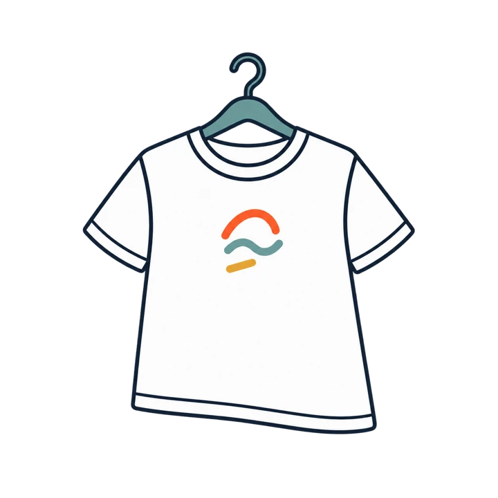 A T-shirt on a hanger, printed with the same colored lines